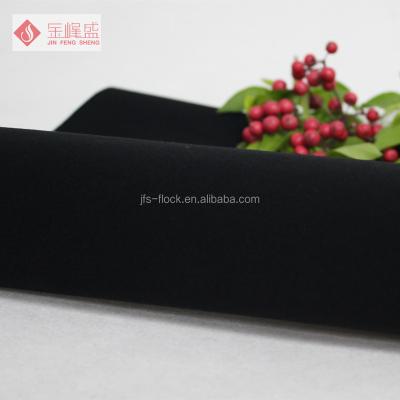 China RPET Tear-resistant knitted flocked velvet fabric pocket velor flocking fabric black flock fabric for sale