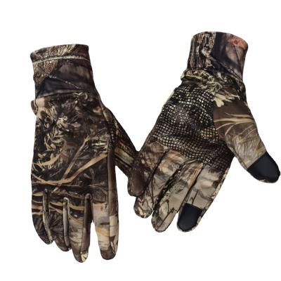 China Custom Touch Screen Bionic Plush Camouflage Hot Fashion Jungle Motorcycle Riding Hunting Fishing Safety Gloves for sale