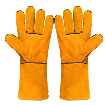 China Durable Hot Sale Yellow Cowhide Leather Working Gloves Safety Gloves Welding Gloves for sale