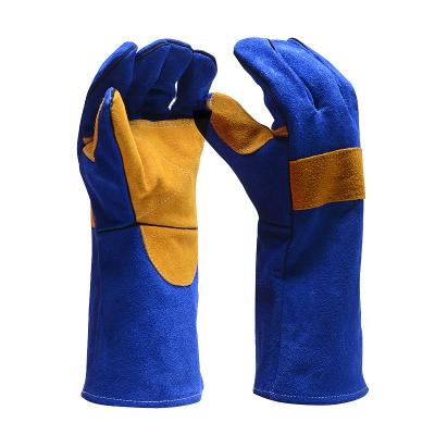 China Lengthened Cowhide Safety Anti Scalding Gloves Thickened Anti Spark Electric Welding Wear Resistant Gloves for sale