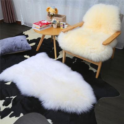 China Acrylic Mat Sheepskin Faux Fur Carpet Blanket Artificial Wool Suede Fabric Long Fluffy Hair Wholesale Washable for sale