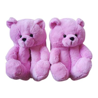 China Cute Plush Teddy Bear Fur Shoes Slippers 2021 Fashion Trend Style Girl Women House Slippers Warm Faux Fur Slipper for sale