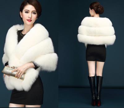 China Fashion.Elegant Fur Shawl Cape Winter Faux Fox Fur Shawl Luxury Women Fashion Custom Made Warm Fur Shawls for sale