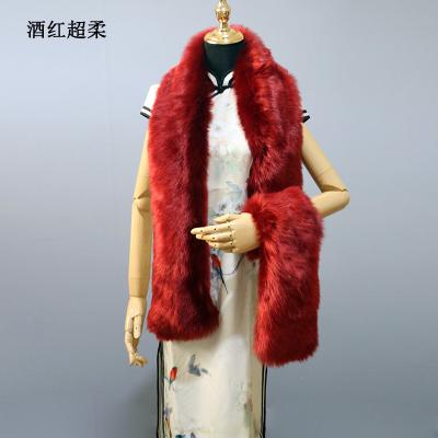 China Wholesale Fashion Women Long Fox Fur Scarf Winter Warm Faux Fur Scarf for sale