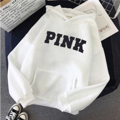 China Anti-Wrinkle Letter Printed Hot Pink Hoodie Pullover Sweatshirt Women Long Sleeve Oversized Casual O-Neck Hoody Clothes for sale