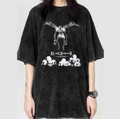 China Anti-Wrinkle Anime T-shirt Men/Women Harajuku Style Vintage Washed Streetwear Oversized Summer Casual Tees Tees for sale