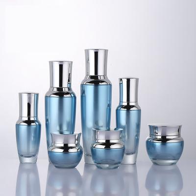 China 50g 120ml Cosmetic Luxury Cosmetic Packaging Set Skin Care Cream / Lotion Glass Bottle With Press Pump for sale