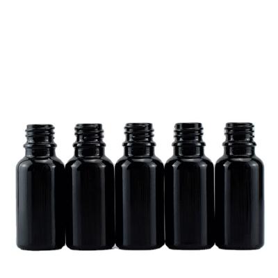 China Best New Selling Style 20ml Black Personal Care Cosmetic Black Essential Oil Glass Bottle With Dropper for sale