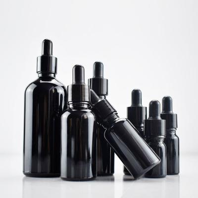 China High Price 5ml 10ml 30ml 60ml 100ml Essential Oil Cosmetic Favorable Attracting Black Glass Bottle for sale