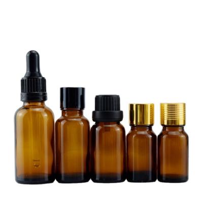 China Amber Bottles Fashion Style Cosmetic Chinese Glass Dropper Bottle Essential Oil Suppliers Aluminum Cap or Plastic Cap for sale