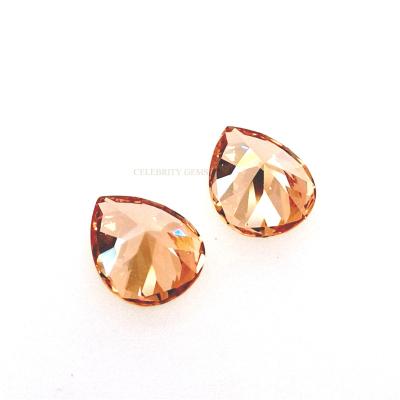 China Color Game Or Fire Loose Gemstones Customize CZ Stones Synthetic Pear Cut 4*6mm Champagne Cubic Zirconia For Ring Making for sale