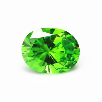 China Fire China Factory Wholesale Zircon Gemstones Loose Gemstones Apple Green CZ Stones Color Set Or Oval Cut All Sizes for sale