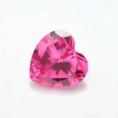 China Color Game Or Fire Shape Loose Heart Shape Wholesale Customized Machine Cut Hot Sale Pink CZ Stone Loose Zircon for sale