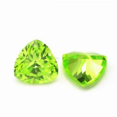 China Color set or fire price per loose gemstones 7mm apple green zircon triangle zircon for earring making for sale