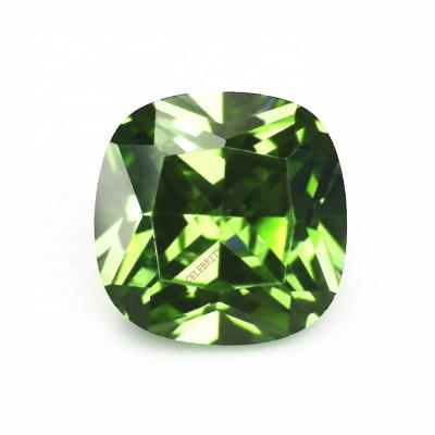 China Synthetic Loose Peridot Green Loose Gemstone Fire Supplier Factory Price Cushion CZ Color Set Or Zircon Stone for sale