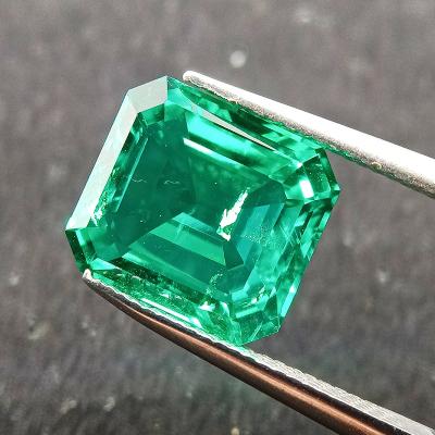 China Color set or price of Emerald Cut Hydrothermal Colombian Emerald developed by fire lab per carat stone for sale