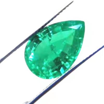 China Game or Fire Colombia Developed by Zambia Emerald Pear Shape Hydrothermal Color Emerald Lab for sale