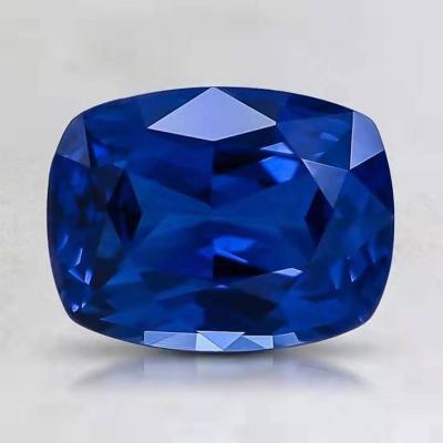 China Color Play or Fire Precious Gemstone GRC Certificate Created Cushion Cut Royal Blue Sapphire Loose Gemstone Lab Grown for sale