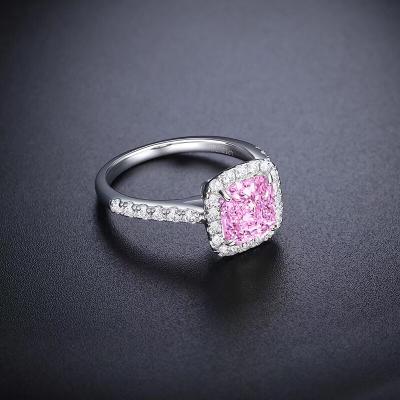 China Rings Design 925 Silver To Simulate 1ct Diamond Ring Lab Created Ice Flower Cut Pink Zircon Jewelry Good Women's Gift for sale