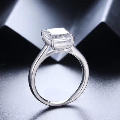 China Sterling Silver 3ct Diamond Engagement Ring Square Cubic Zirconia Wedding Rings Vintage 925 Rings For Women for sale