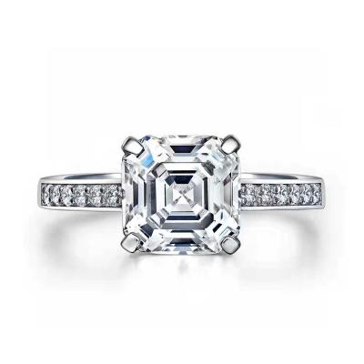 China Vintage Asscher Cut 1.25ct CZ Solitaire Engagement Ring For Women for sale