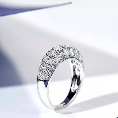 China Exquisite Appearance Pave Diamond Half Band Eternity Wedding Ring Gold Plated Sterling Silver CZ Statement Ring For Women for sale