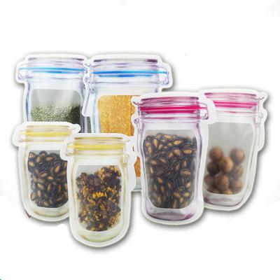 China Mason Jar Zipper Bags Reusable Disposable Snack Food Saver Bag Sandwich Snack Candy Storage Leakproof Bag For Travel Child for sale