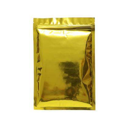 China Moisture Proof Glossy Gold Zipper Lock Bags With Metallic Flat Tear Notch Mylar Package Vacuum Bag Pouches For Coffee Candy for sale