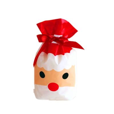 China Moisture Proof Cute Christmas Gift Packaging Bag Candy Cookies Drawstring Bag For Home Party for sale