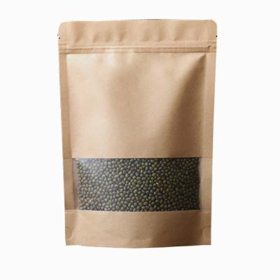 China Window Moisture Proof Clear Zipper Top Resealable Stand Up Bags Kraft Paper Storage Package Candy Coffee Chips for sale