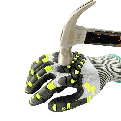 China Durable TPR Nitrile Coated Anti Cut Impact Resistant Mechanic Safety Working Gloves for sale