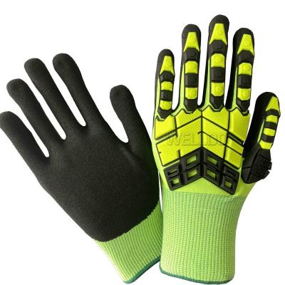 China oil & Gas Sandy Nitrile Liner Knitted TPR Working Anti Slip Safety Impact Resistant Gloves for sale