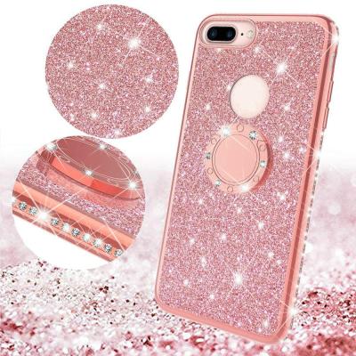 China Luxury Anti-fall TPU Mobile Cover With Diamond Ring Stand Phone Case For iPhone12 11 X XR XS MAX Samsung for sale