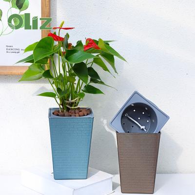 China Commercial Wholesale Europe Brick Grain Imitation Self Insurance Free Samples Watering Flowerpot for sale