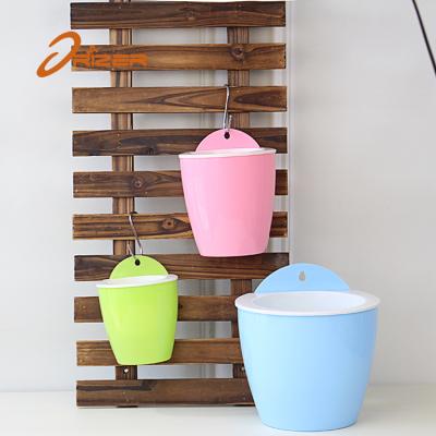 China 2018 Hot Selling Biodegradable A Variety Of Styles Self Wall Hanging Watering Plastic Flower Pot For Desktop Decorative for sale