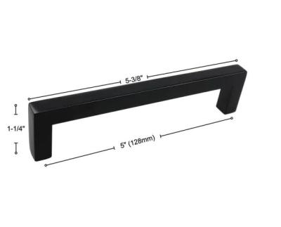 China 12*128*140 mm Modern Simple Stainless Steel Silver/Brass/Black Room Square Cabinet Handle for sale