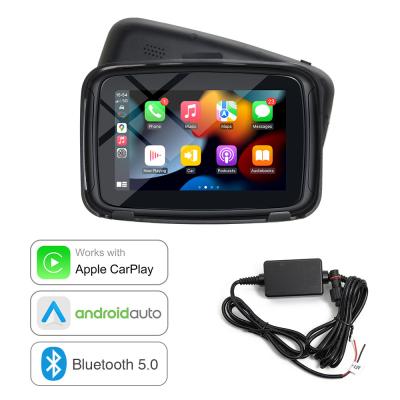 China 5-inch draagbare motorfiets display scherm Multimedia speler draadloos Apple Carplay Android Auto IPX7 waterdicht Te koop