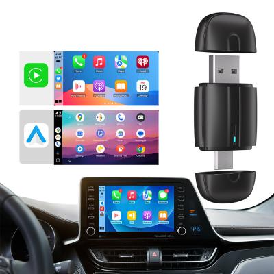 Китай Новый дизайн с двойным интерфейсом USB A Type C Mini Auto BT 5.0 Dongle 2 в 1 беспроводный адаптер Carplay для Apple Android продается