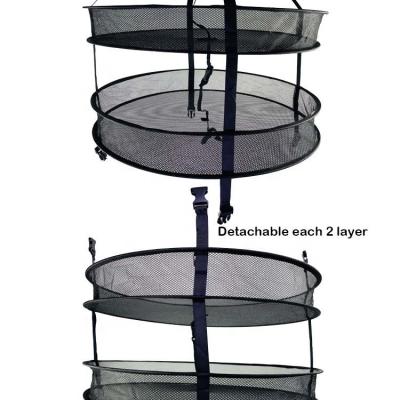 China Waterproof 4 Layers Round Herb Drying Rack Mesh Foldable Net Hanging Plant Drying Net for sale