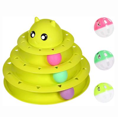 China Free Sample Kitten Toys 3 Level Ride Interactive Cat Ball Toys Cat Toy Roll Stocked for sale