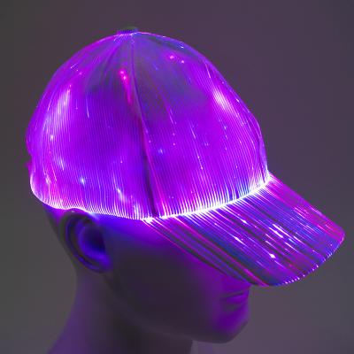 China breathable & Waterproof Ready To Ship USB Charging Unisex Bright Fiber Optic Hat Golw Light Up Praise Led Fiber Optic for sale