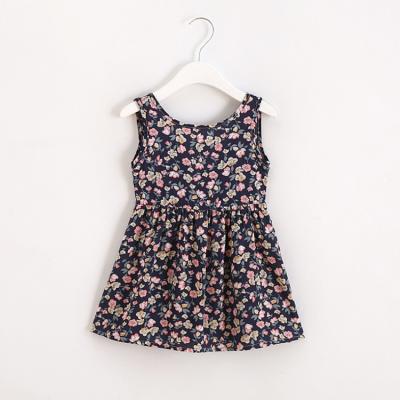 China Boutique Anti-Static Modern Vintage Korean Style Printing Baby Dress Sleeveless Dress For 3 Years Old Baby for sale