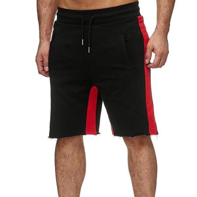 China Stripe Mid Waist Summer Sustainable Custom Cotton Red And Black Drawstring Sports Gym Man Shorts for sale