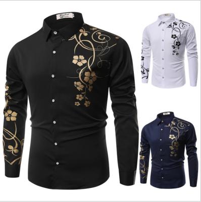 China Cotton Canvas Blend Anti-pilling Long Sleeve Business Men Dress Shirts With Embroidery for sale