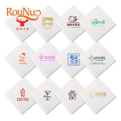 China White Dining Custom Logo 2ply Quarter Fold Cocktail Paper Napkin For Party for sale