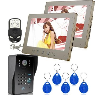 China ABS plastic & Aluminum Alloy 10 Inch Door Phone Intercom Card Keypad Door Bell Color Wired Video Camera Kit Waterproof RFID for sale