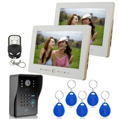 China ABS plastic & aluminum alloy 10 inch color video door phone for villa with 2 monitors 1camera for sale