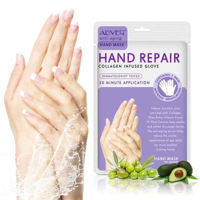 China Moisturize Soften Repair Whiten Skin Aliver Hand Mask Gloves Moisturize To Soften Repair Whiten Skin Moisturizing Treatment Gel Spa Gloves Pantone Bag Customized Customized for sale