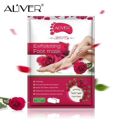 China Wholesale 100% Natural Herbal Foot Mask Hard Skin ALIVER Peeling Moisturizing Natural Exfoliating Foot Mask Whiten Nourish Foot Mask for sale