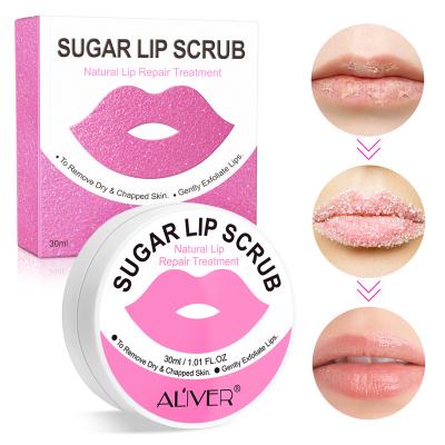 China Skin Revitalizer Aliver New Arrival Natural Lip Repair Treatment Gently Exfoliate Moisturize Soften Lips Private Label Sugar Lip Scrub for sale